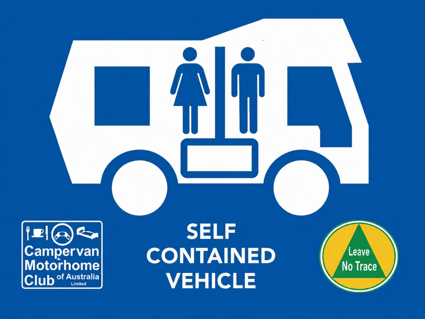 Segnale Self Contained Vehicle con logo Leave No Trace usato per identificare veicoli autonomi in Australia